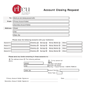 Account Closing Request Form