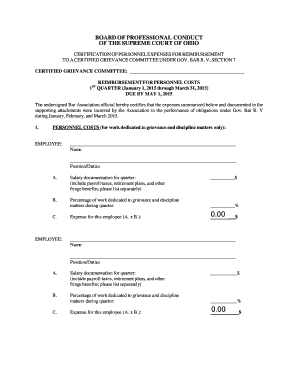 Form For Personnel Reimbursement - Supreme Court - State of Ohio - supremecourt ohio