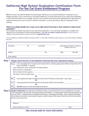 California High School Graduation Certification Form