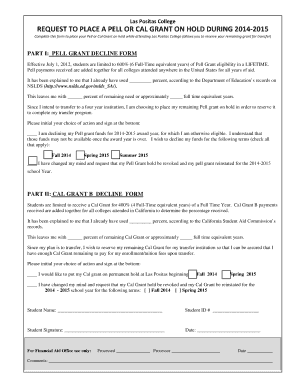 Pell and Cal Grant Decline Form