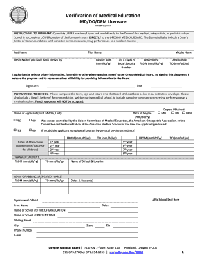 Oregon Medical Board MD/DO/DPM Licensure Verification