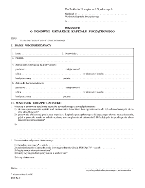 ZUS-Kp-3 Application for Reassessment of Initial Capital