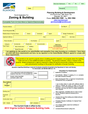 Roanoke Building Permit Application