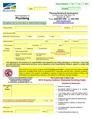 Plumbing Permit Application