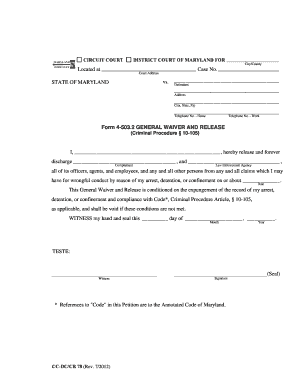 Maryland Criminal Record Expungement Forms
