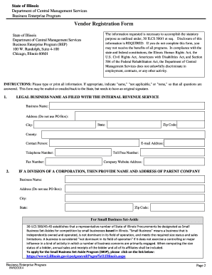 Illinois Business Enterprise Program Vendor Registration Form