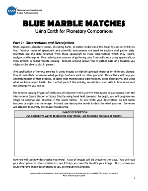 NASA Blue Marble Matches Activity