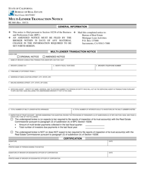 California Multi-Lender Transaction Notice