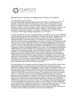 Discretionary Trading Authorization Power of Attorney