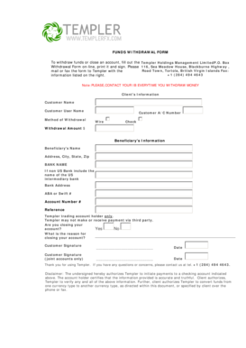 Funds Withdrawal Form