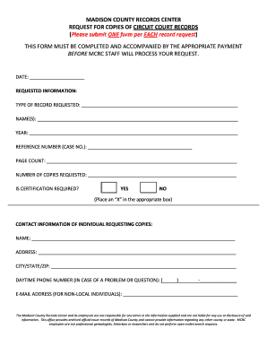 Madison County Circuit Court Records Copy Request Form