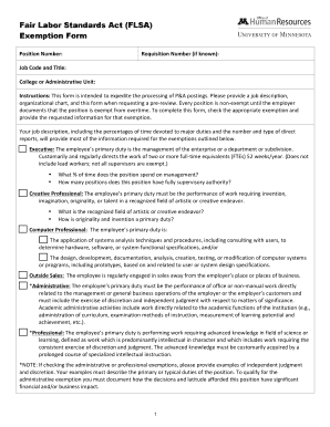 Fair Labor Standards Act (FLSA) Exemption Form