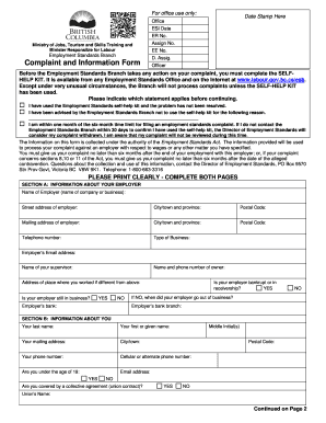 Employment Standards Complaint Form