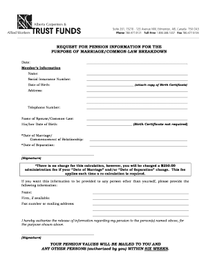 Request for Pension Information for Marriage Breakdown
