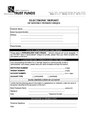 Electronic Deposit of Monthly Pension Cheque