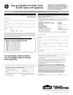 GE Appliance Rebate Form