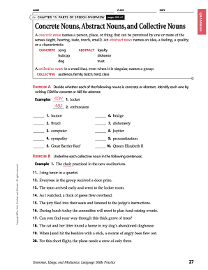 Parts of Speech Worksheet