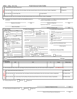 Fillable Online HRD-1 (Rev. 10/1/13) POSITION ACTION FORM Fax Email ...