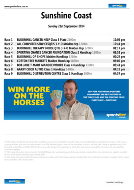 Sunshine Coast Form Guide - Sunday 21st September 2014