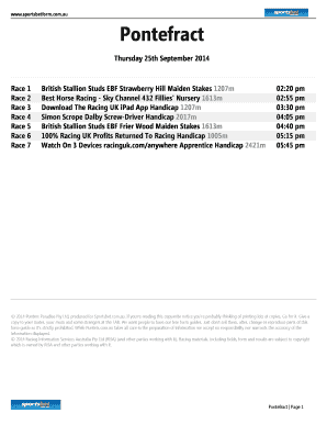 Pontefract Form Guide - Thursday 25th September 2014