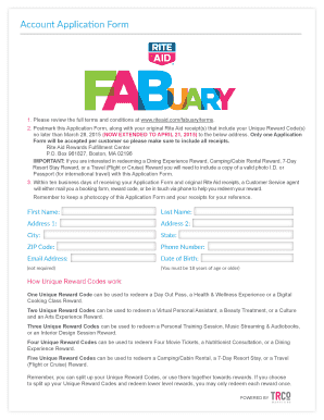 Rite Aid Rewards Account Application Form