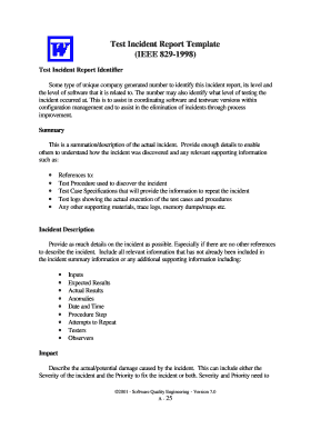 Test Incident Report Template