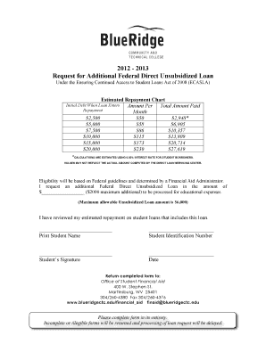 Request for Additional Federal Direct Unsubsidized Loan