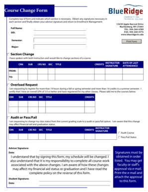 Course Change Form