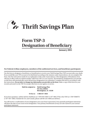 Thrift Savings Plan Beneficiary Designation Form