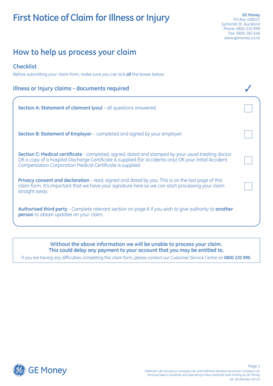 First Notice of Claim for Illness or Injury