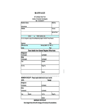 UK Marriage Certificate Order Form