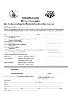 2012 Florida Swimming Registration and Payment Form
