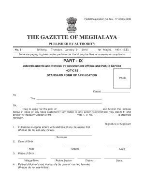 Meghalaya Government Job Application Form