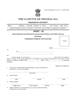 Meghalaya Government Job Application Form