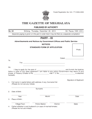 Meghalaya Government Job Application Form