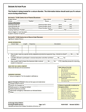 Seizure Action Plan
