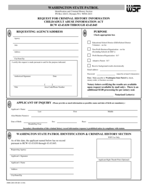 Washington State Patrol Criminal History Request Form