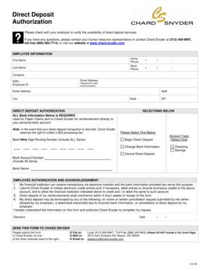 Direct Deposit Authorization Form