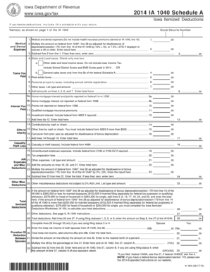 Iowa Itemized Deductions Form 1040 Schedule A