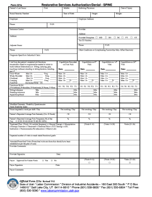 Utah Restorative Services Authorization/Denial Form 221a