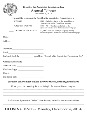 Downloadable Sponsor/Patron Form PDF - Brooklyn Bar Association - brooklynbar