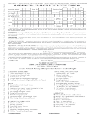 Alamo Industrial Warranty Registration Form