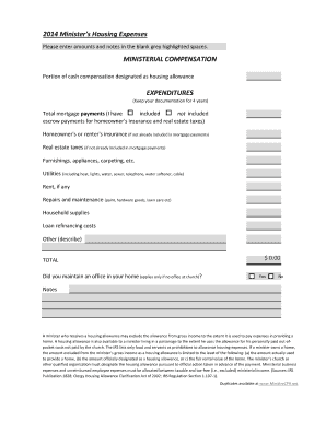 Housing Allowance Worksheet - Fill Online, Printable, Fillable, Blank |  pdfFiller