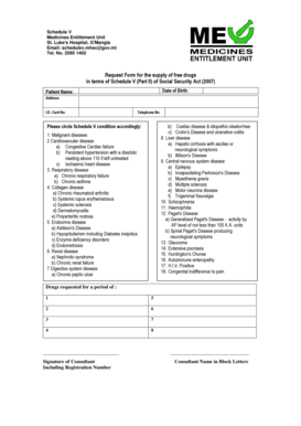 Schedule V Free Drugs Request Form