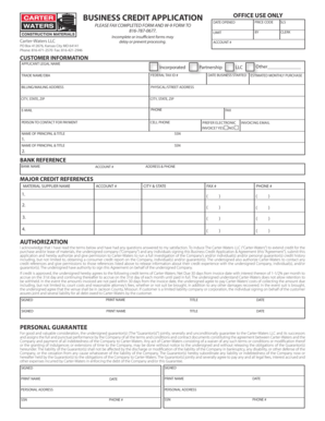 Business Credit Application Agreement
