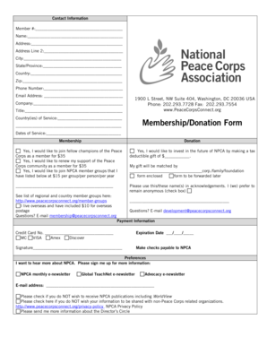 Peace Corps Membership Donation Form