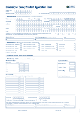 University of Surrey Student Application Form