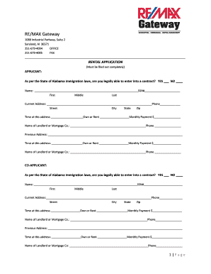 Alabama Rental Application Form