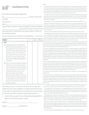 UK General Meeting Proxy Form