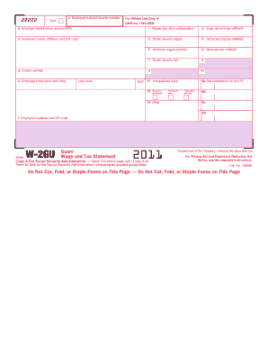 Form W-2GU Wage and Tax Statement